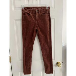American Eagle Rust Brown Corduroy Jeans 4 Reg Stretch High Rise Skinny Jegging
